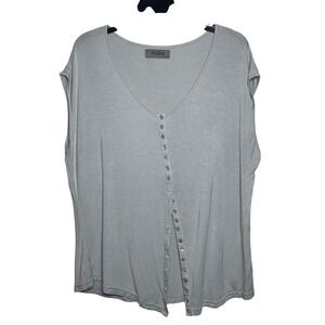 Anjara Womens Vintage V-Neck Sleeveless Button Front Rayon Top Size Small